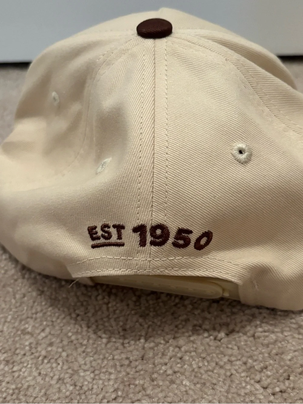 DUNKIN' Donuts Adult SnapBack Hat Tan Logo Embroidered Upside Down Baseball Cap